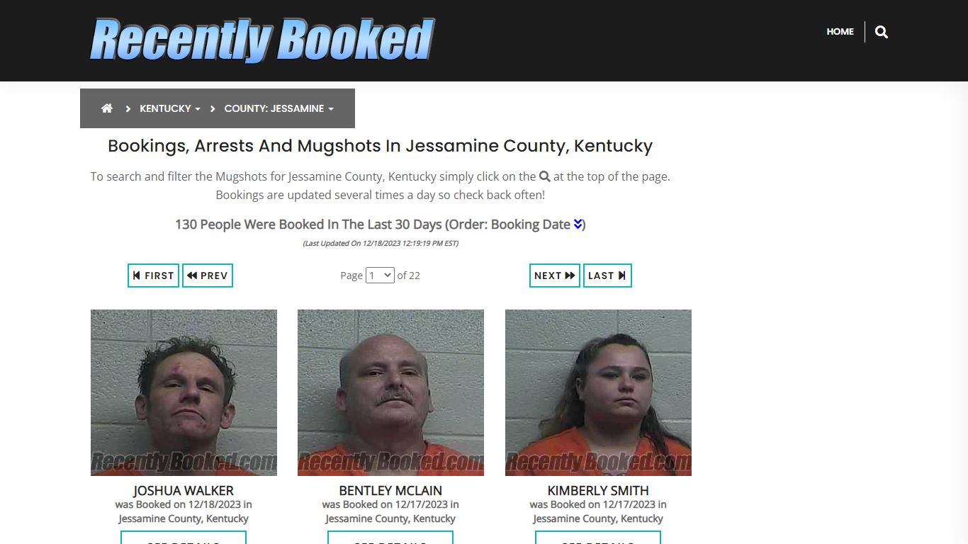 Bookings, Arrests and Mugshots in Jessamine County, Kentucky